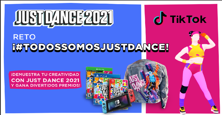 ¡#TODOSSOMOSJUSTDANCE! Demuestra tu creatividad en TIKTOK con Just Dance® 2021 y gana divertidos premios!