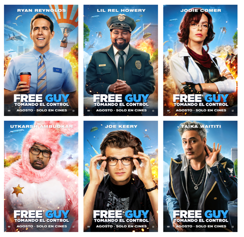 Nuevos pósters de personajes de Free Guy: Tomando el Control
