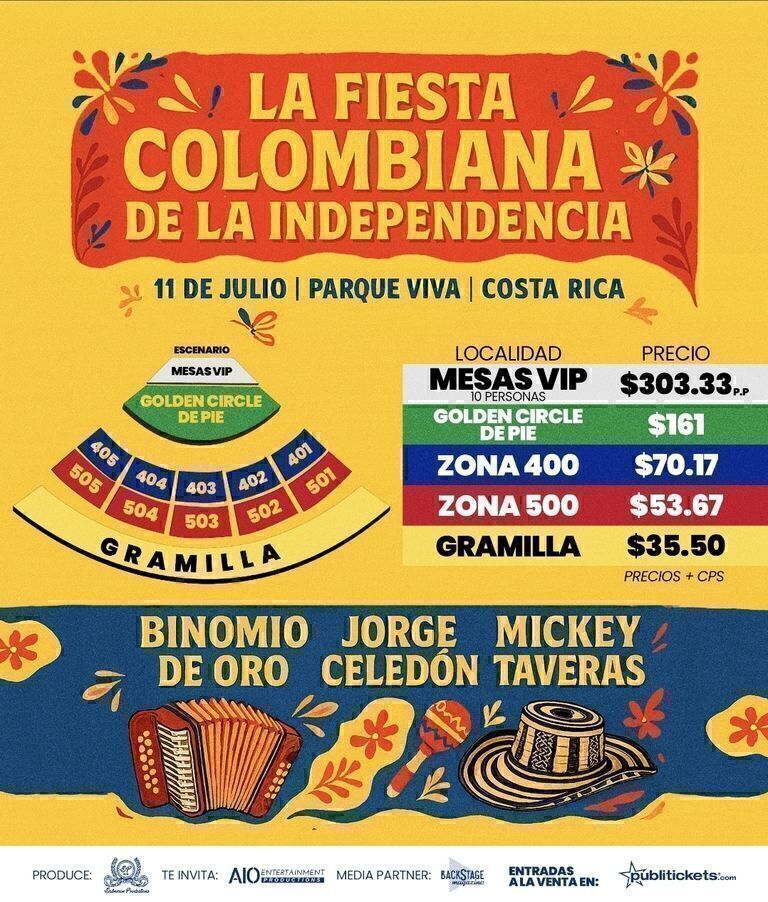 COLOMBIA CELEBRA SU INDEPENDENCIA EN COSTA RICA CON UNA NOCHE DE VALLENATO, SALSA Y SABOR CARIBEÑOSe anuncia sold out en mesas VIP