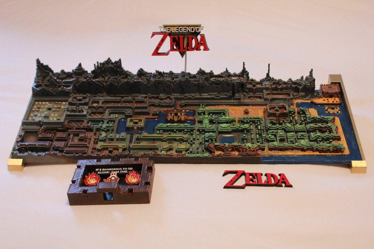 Mira esta impresión 3D del mapa original de The Legend of Zelda