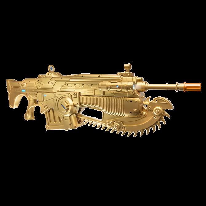 Mira ésta réplica a tamaño real de la Lancer dorada de Gears of War 4