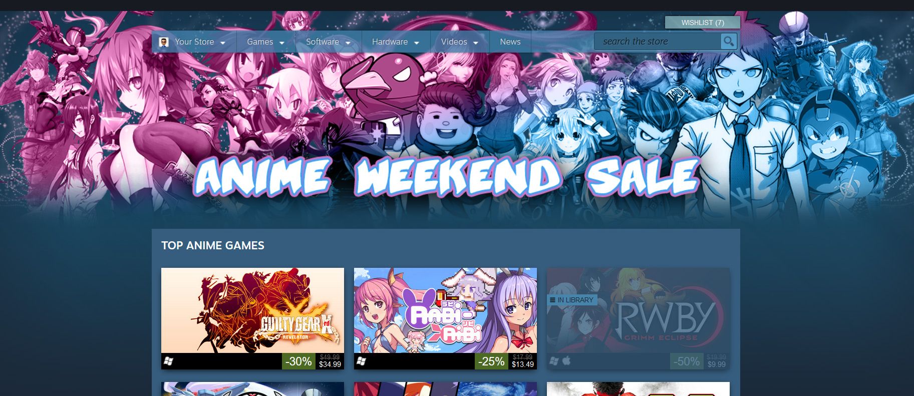 Steam celebra un anueva Anime Weekend Sale