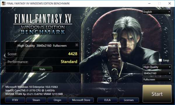 Final Fantasy XV Windows Edition tiene una herramienta de benchmark disponible