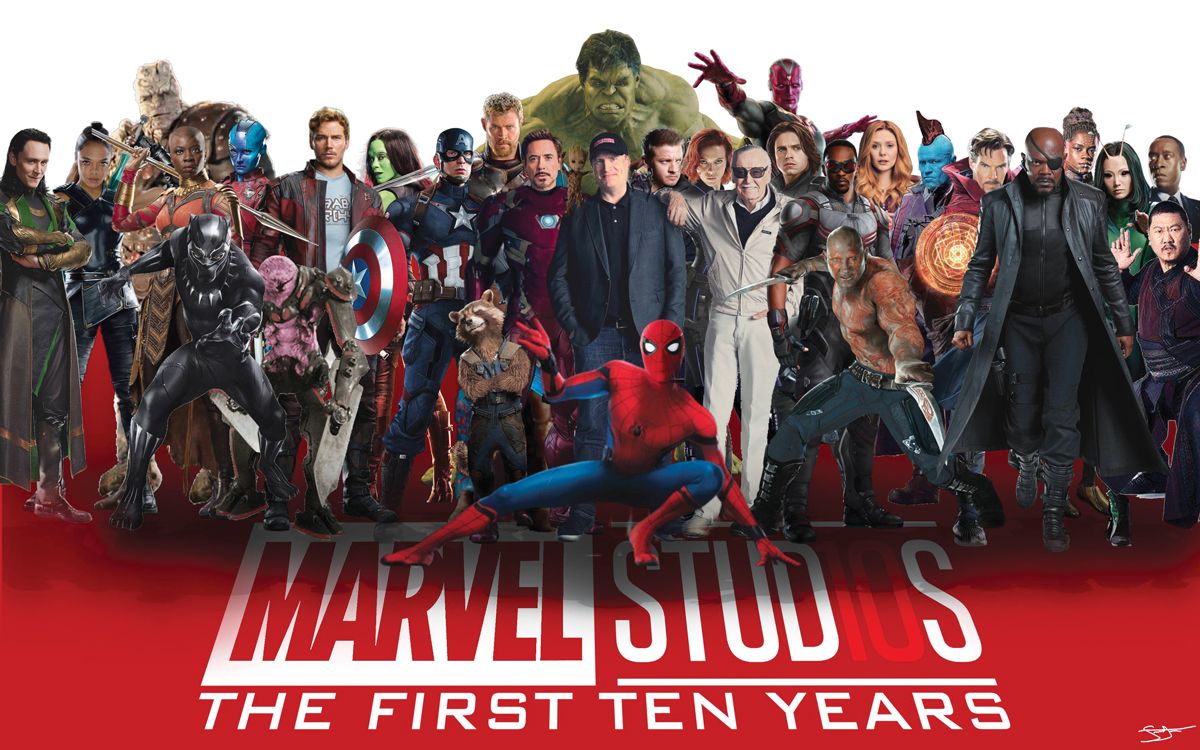 Póster alusivos a los héroes y villanos en los 10 años de Marvel Studios.